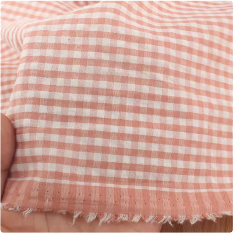 Темно-розовый цвет тканая тонкая клетчатая ткань против морщин топ шорты детская