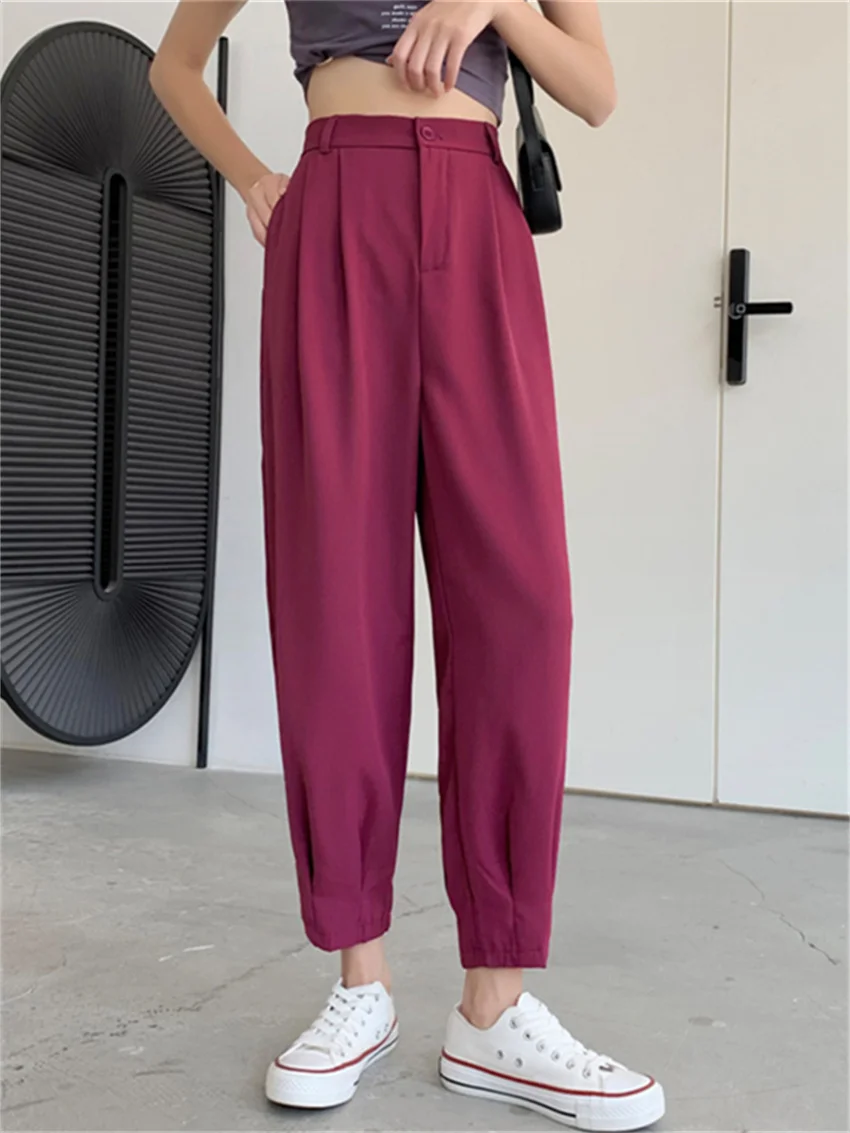 

HziriP XS-XL Women Harem Pants Thin Summer High Quality Hot Slim Loose Chic Solid 2022 Casual Office Wear New OL Fashion Trouser