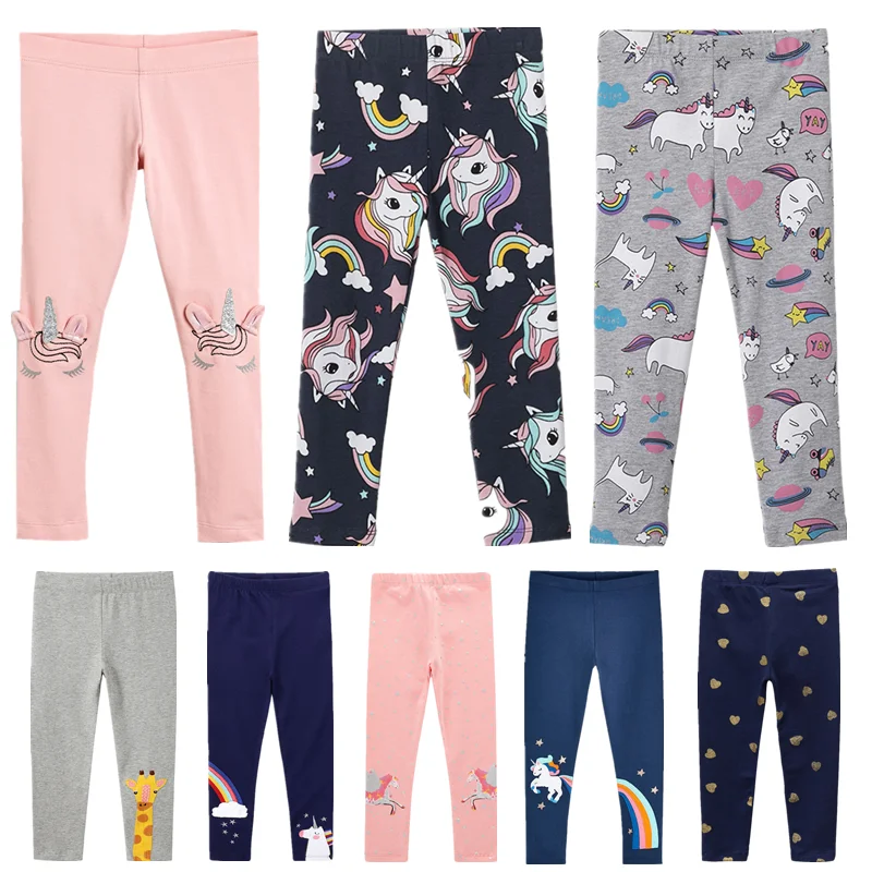 

Детские леггинсы с единорогом для девочек, весенне-летние брюки для детей, узкие брюки-карандаш с цветочным рисунком, модные мягкие леггинс...