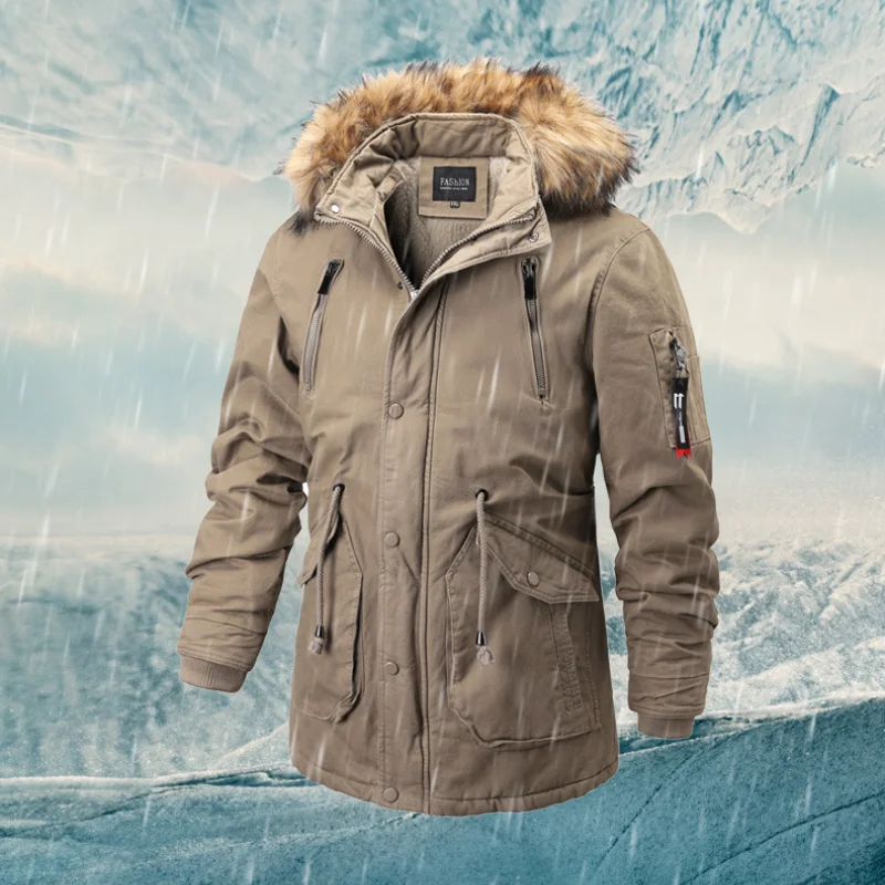 Winter Men Super Thick Down Jacket Mens Thicken Warm Fleece Hooded Parkas Coat Male Mid-length Coat jaqueta masculina