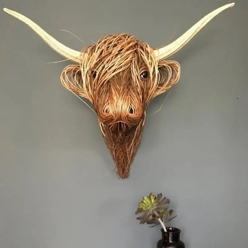 

Animal Decor Resin Highland Cow Head Wall Mounted Hanging Realistic Art For Living Room Bathroom Farmhouse Ornaments Collection