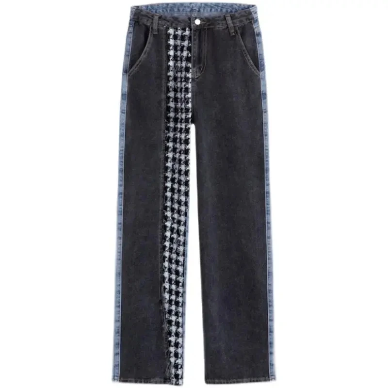 Y2k Patchwork Jeans Jeans Woman Straight Baggy Jeans Streetwear Korean Fashion Denim Trousers Harajuku Women's Clothing