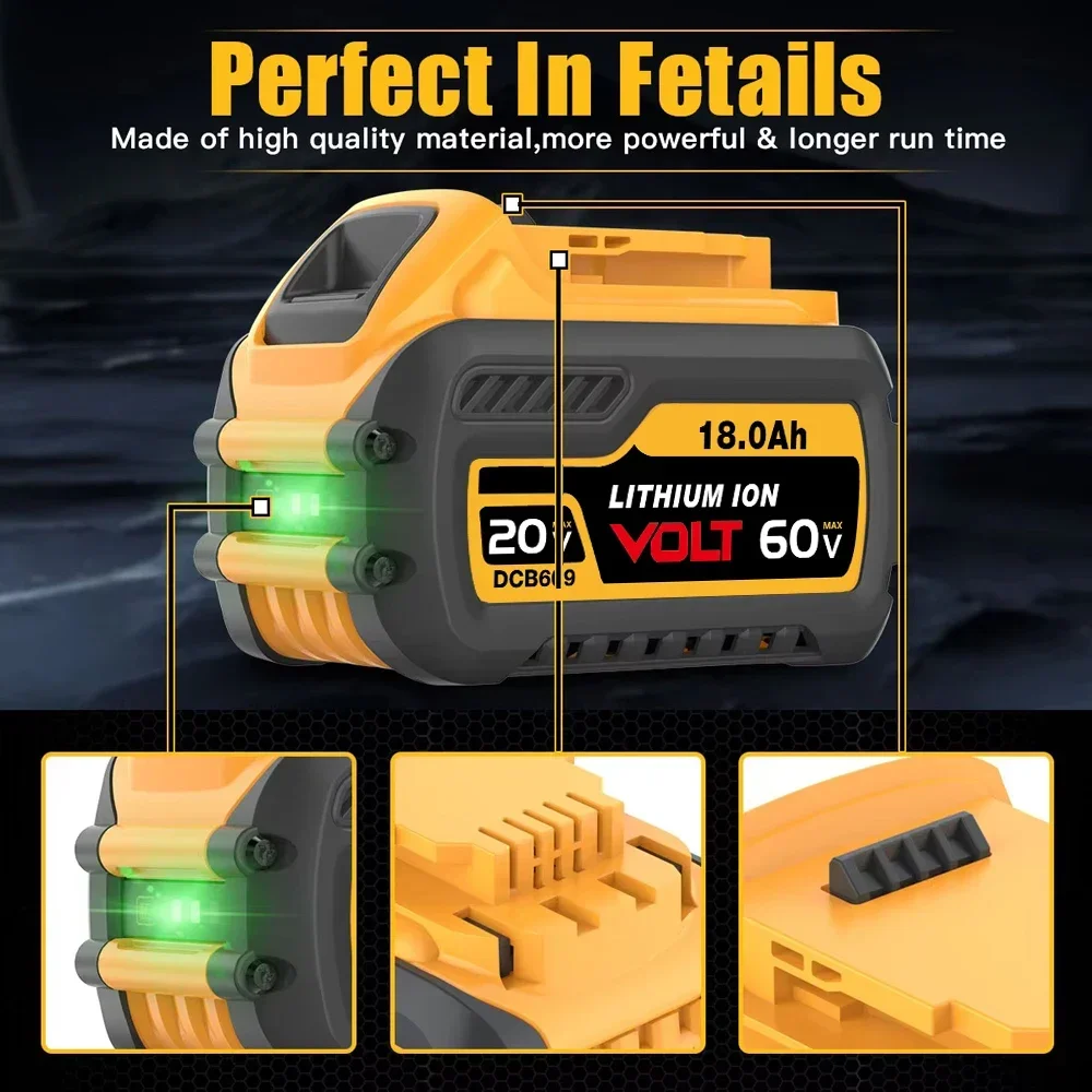 Совместимый литий-ионный аккумулятор 18 Ач для Dewalt DCB200 20 В MAX электроинструмента
