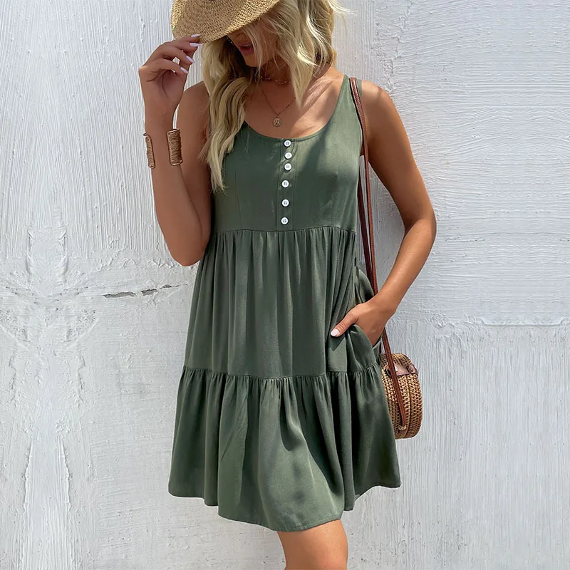 

Summer Sleeveless Casual Dress Sling Loose Dress