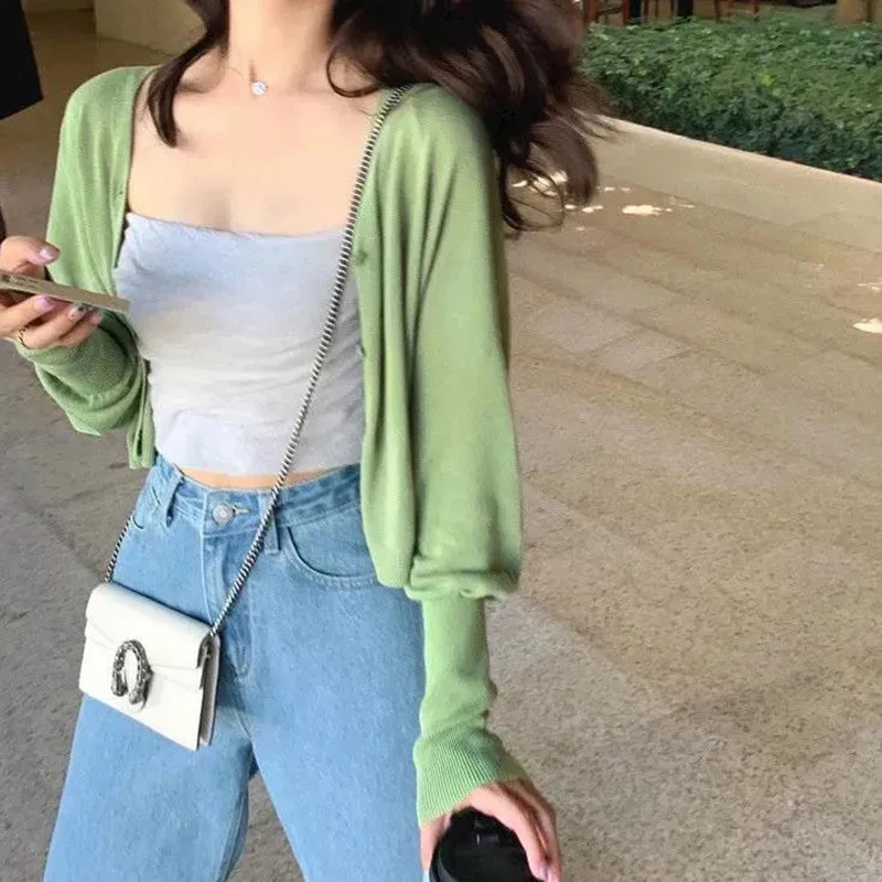 FIGOHR кардиган куртка с длинными рукавами универсальный топ женский корейский