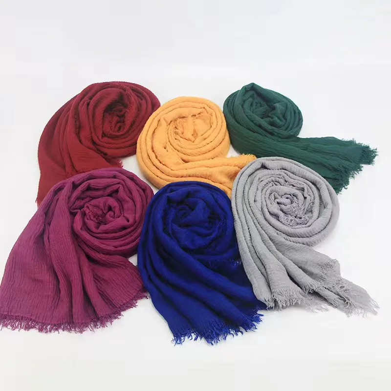 Women Cotton Linen Scarf Hijabs Solid Color Pashmina Scarves Shawls Wraps Foulard Headband