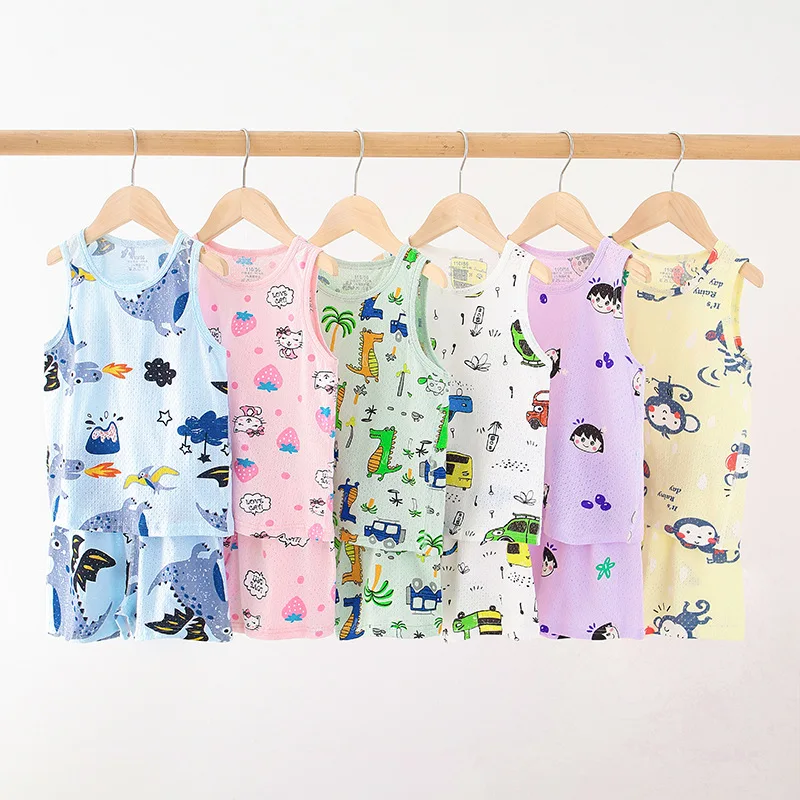 Teenage Girls Boys Pajamas Summer Cartoons Rabbit Children's Clothing Boys Sleepwear Cotton Pyjamas Sets For Kids 4 6 8 10 Years
