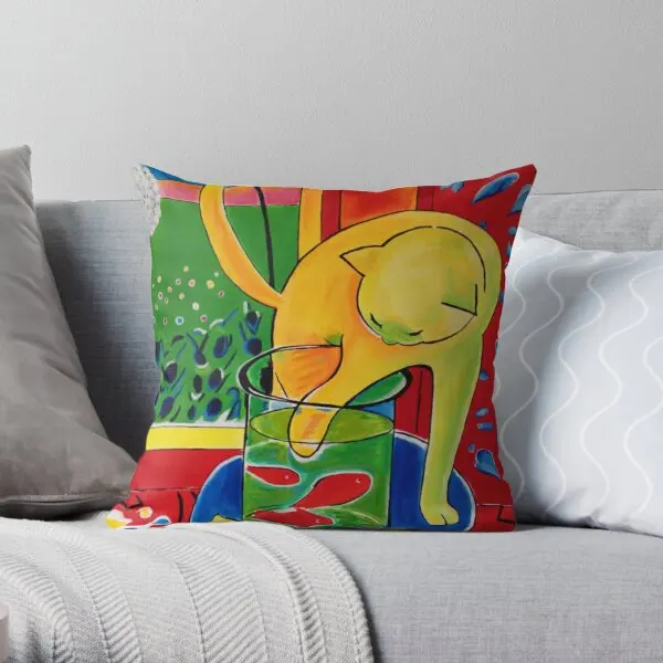 

Настраиваемая декоративная подушка в виде рыбы и кота для спальни