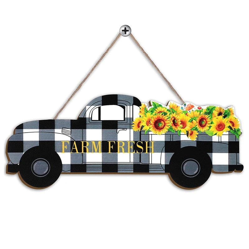 

Wooden Listing Cross-Border Creative House Number Sunflower Car Theme Home Wall Decoration Ornaments