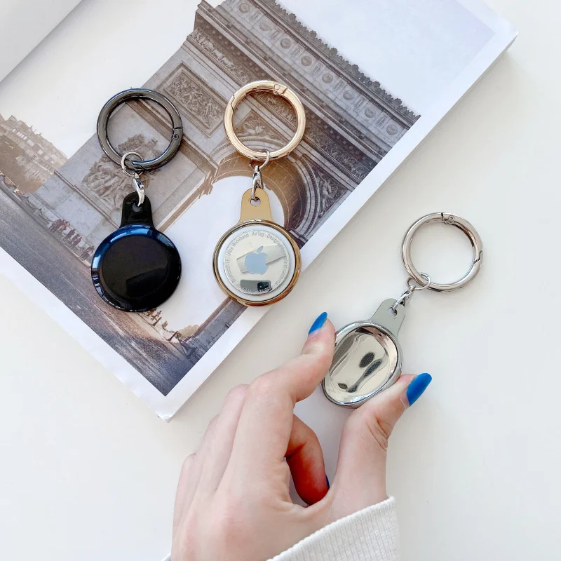

For Apple Airtag Silicone Plating GPS Protective Cover With Keychain Tank Armor Anti-lost Shockproof Cover For Airtag Device