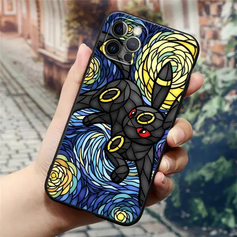 Чехол для телефона с витражами Pokemons Eevees Umbreons Sylveons для Apple iPhone 16, 15, 14, 13, 12, 11 Pro Max XS Max 8 Plus, чехлы