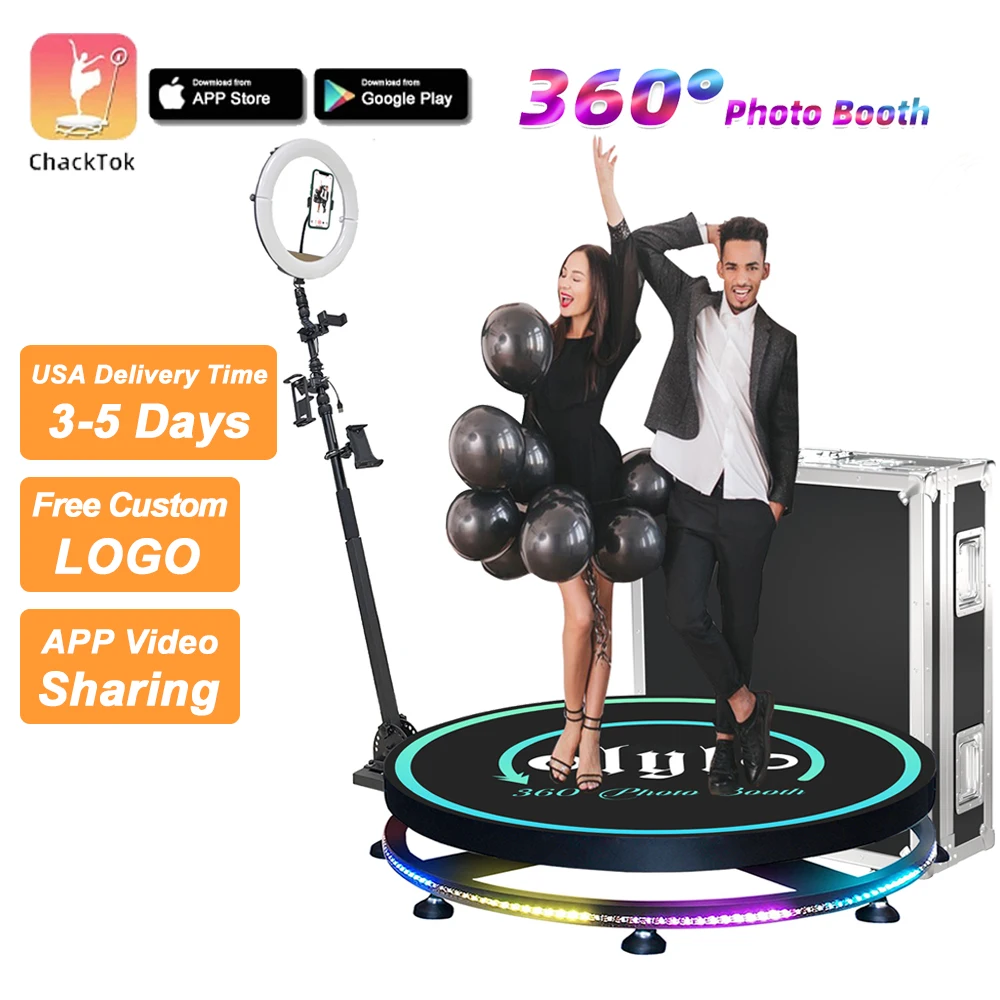 

57 68 80 100 115cm Available 360 Photo Booth Turning Led Mini 360 Camera Video Booth Slow Spin Automatic For Party