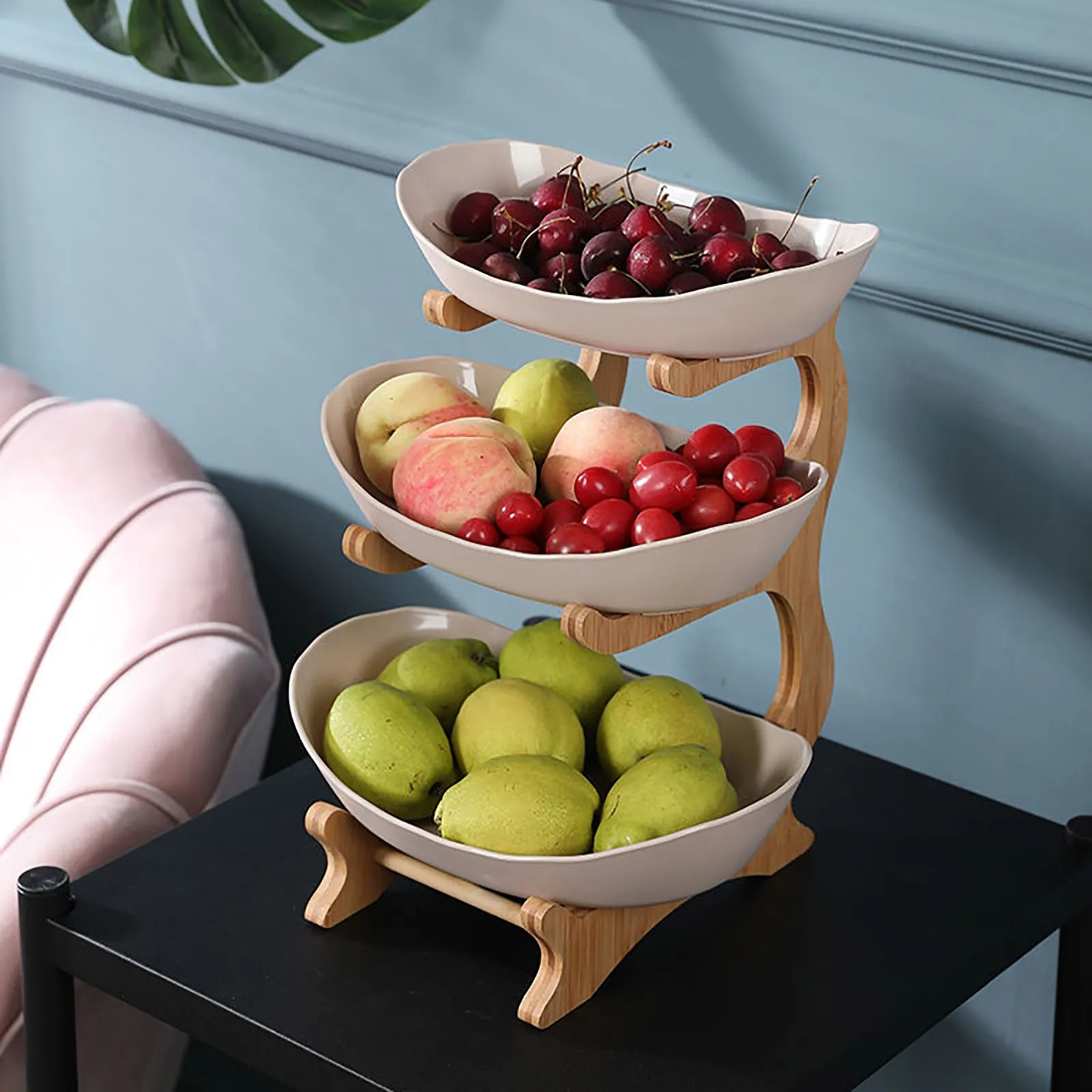 Fruit Tray Basket Wooden Frame Stand Multi Layer Candy Snack Plate Shelf Table Decoration Creative Modern Dried |