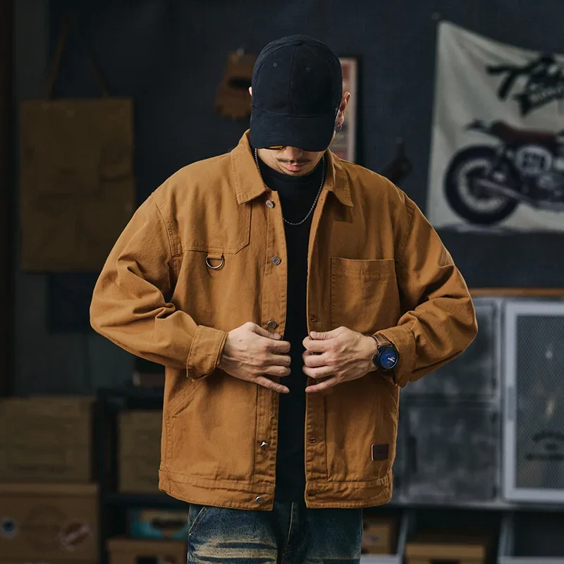 Винтажная джинсовая куртка в американском стиле для мужчин свободная посадка