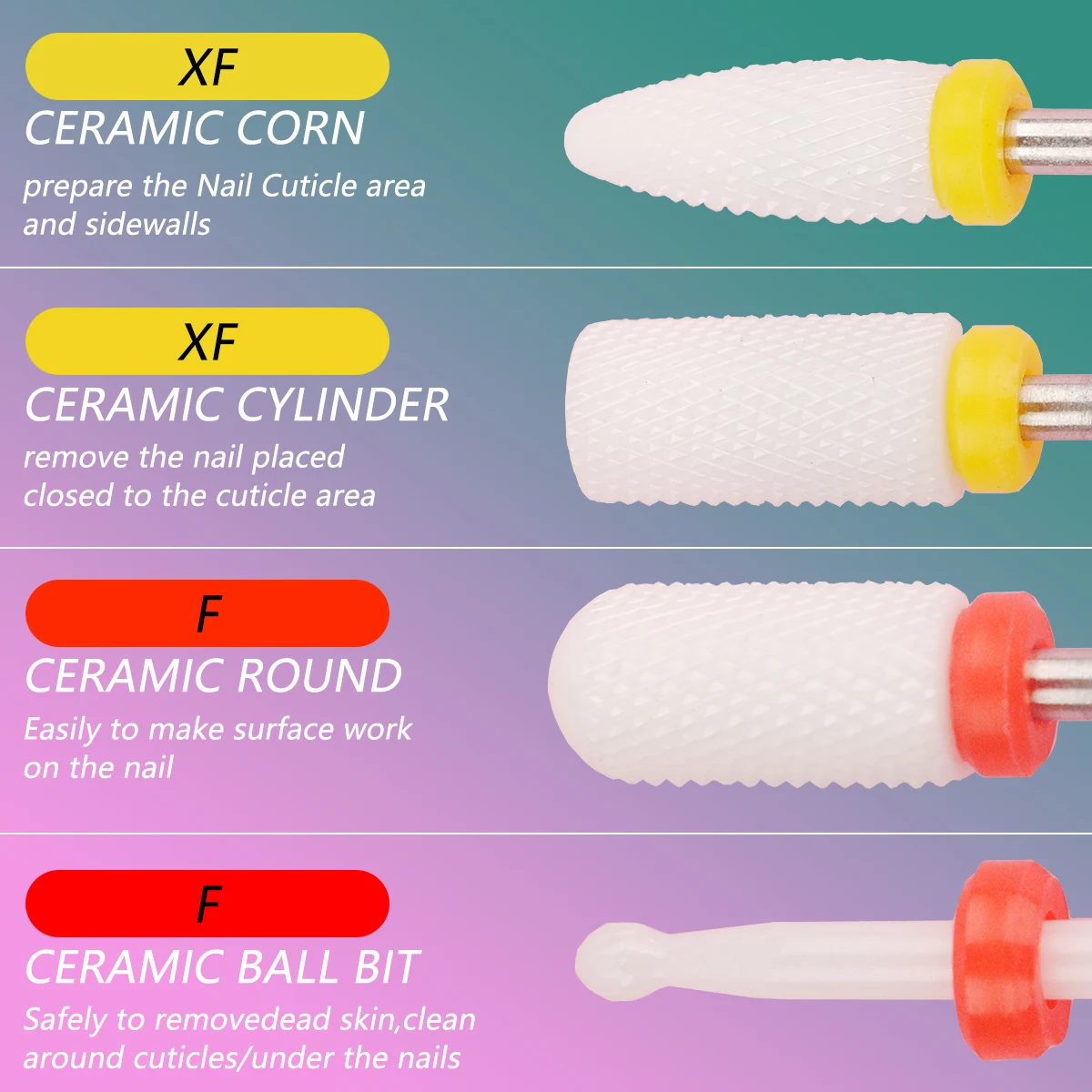 Набор фрез для маникюра 3/32 дюйма 19 шт.