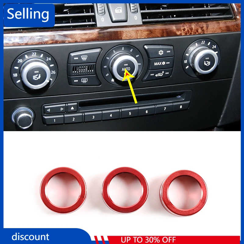 

Car Volume Air Conditioner Switch Knob Audio Control Button Knob Ring Cover Trim for 04-10 BMW 5 Series E60 Car Styling Accessor