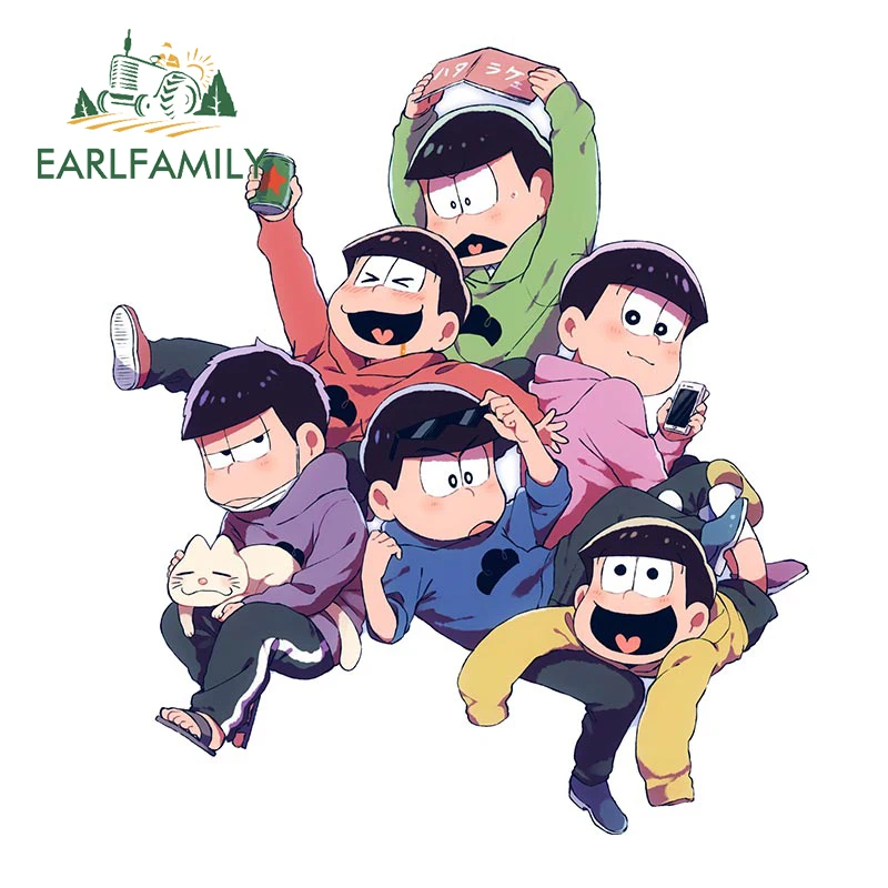 

EARLFAMILY 13cm x 11.5cm for Osomatsu San Car Stickers Personality Scratch-Proof Decals Simple Sunscreen Laptop Caravan Decor