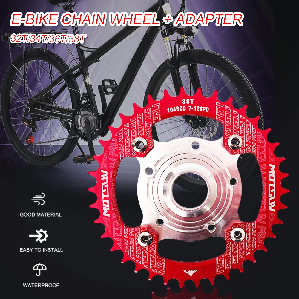 

E-bike Chain Wheel 32T 34T 36T 38T Adapter Mid Drive Motor Kits Replacements Electric Bicycle Conversions Bicycle Parts