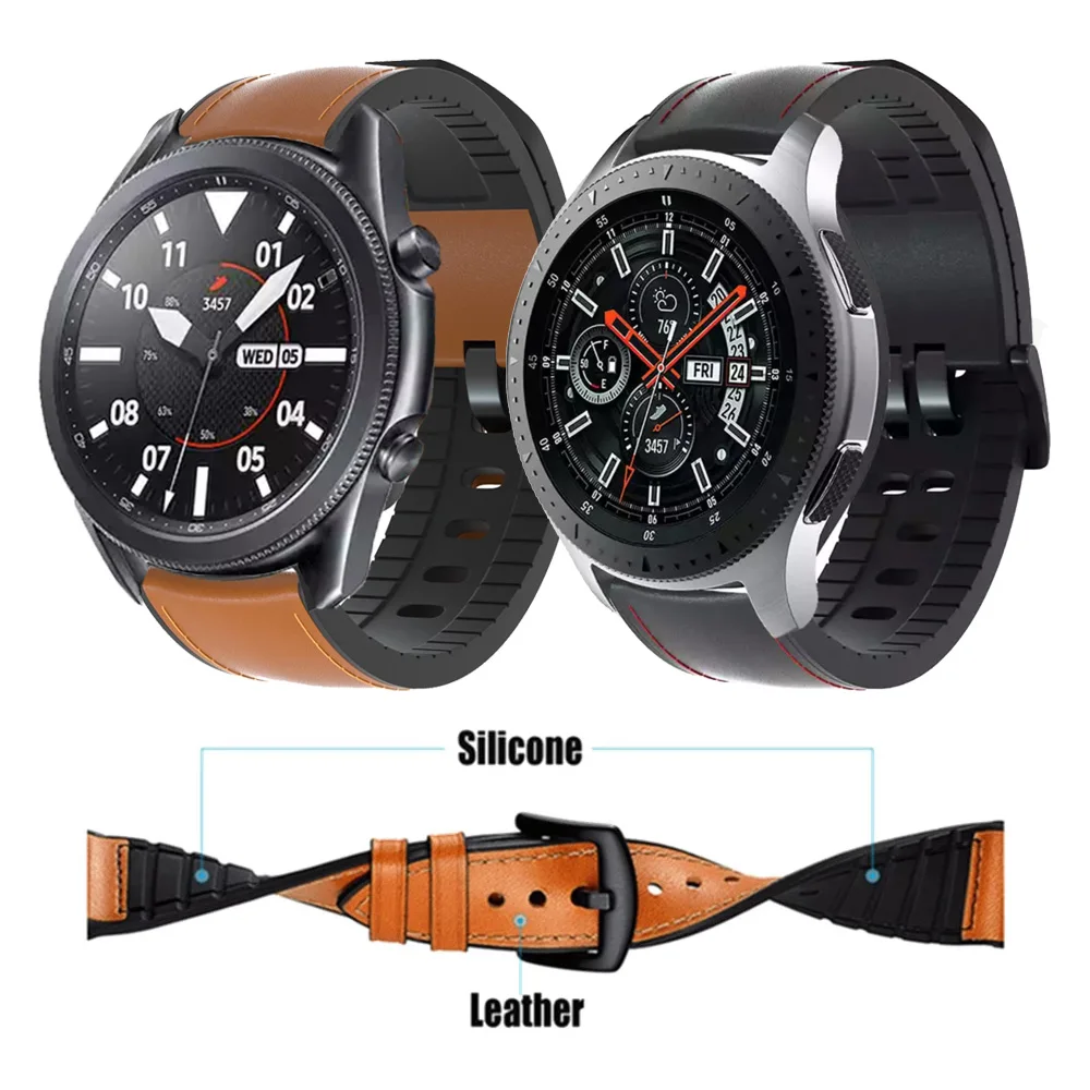 

Ремешок силиконовый для часов Samsung galaxy watch 3, кожаный спортивный браслет для galaxy Watch 46 мм Gear S3, 45 мм 22 мм
