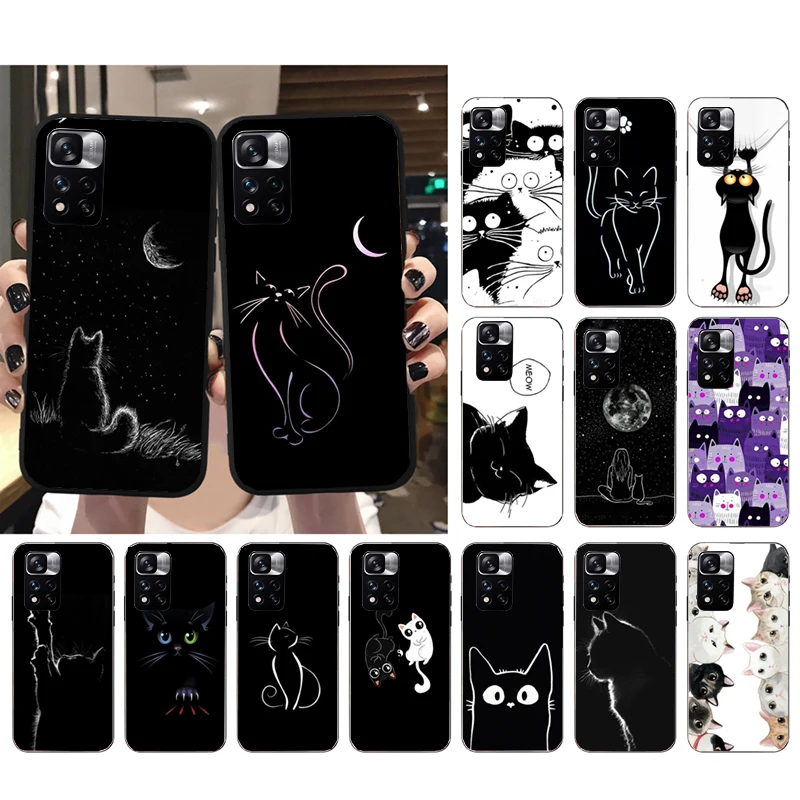 

Phone Case For Xiaomi Redmi Note 11 11S 11T Pro 10 9Pro Note9S 10S Redmi 10 9 10C 9C 9A 9T Black Cat Case