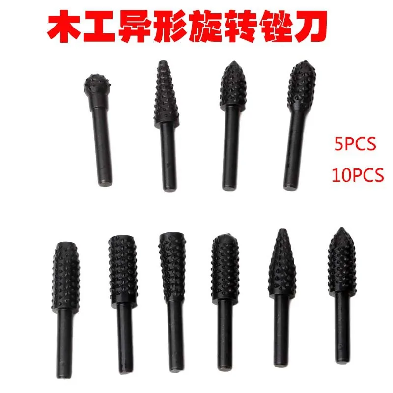 

5-Piece10Set of Woodworking Shaped Rotary File Wood Chisel Woodworking File Grinding Head Embossed Rotating Burrs