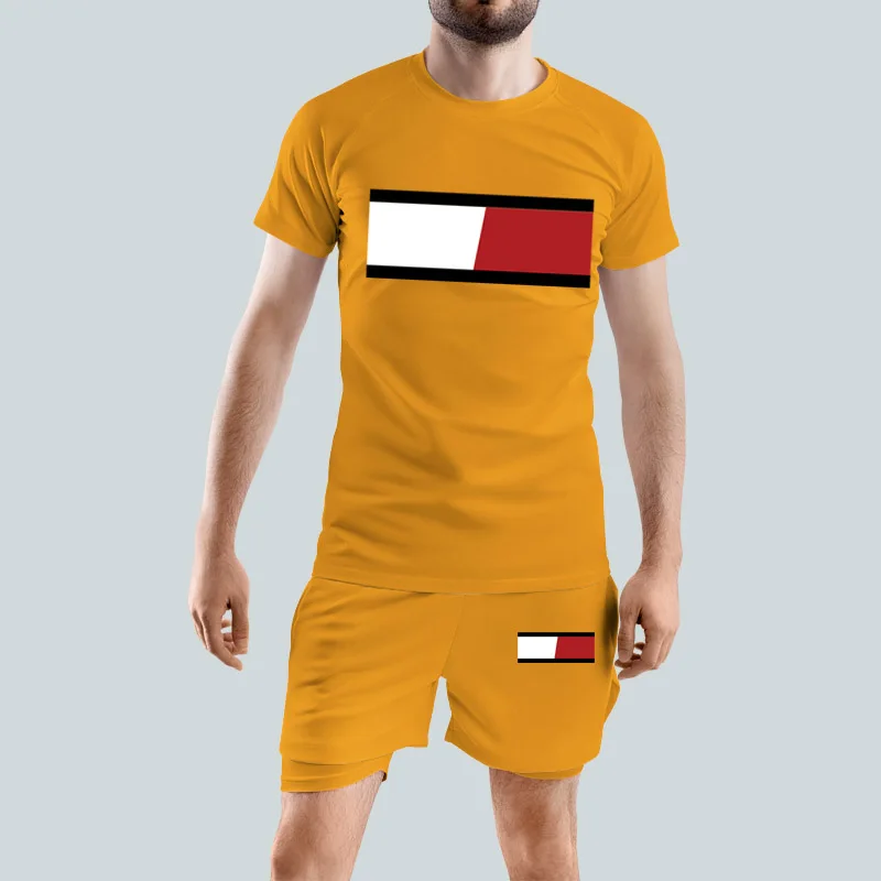 

Костюм спортивный мужской из футболки с коротким рукавом и шортов