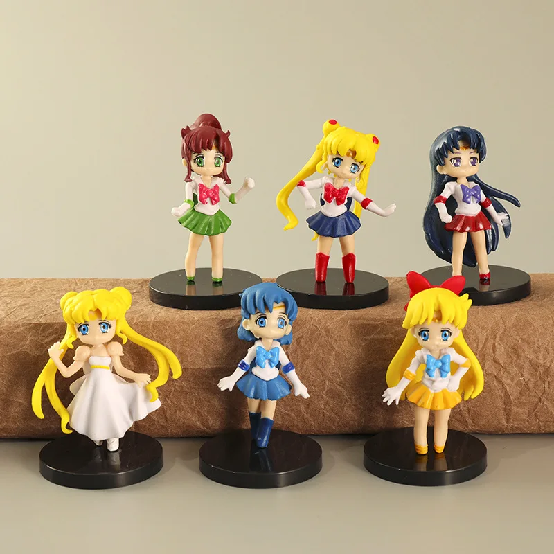 6pcs/Set Cartoon Anime Sailor Moon Action Figures Toys PVC Collection Model Dolls For Kids Birthday Gifts
