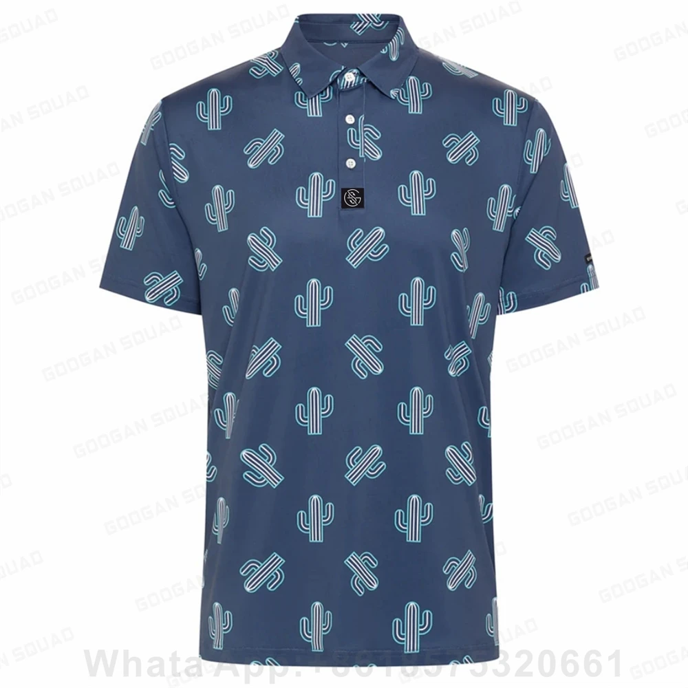 New Summer Short Sleeve High Quality Men Polo Shirts Print Casual Shirts Turn-down Collar Polo Shirt Button Sport Golf Clothing