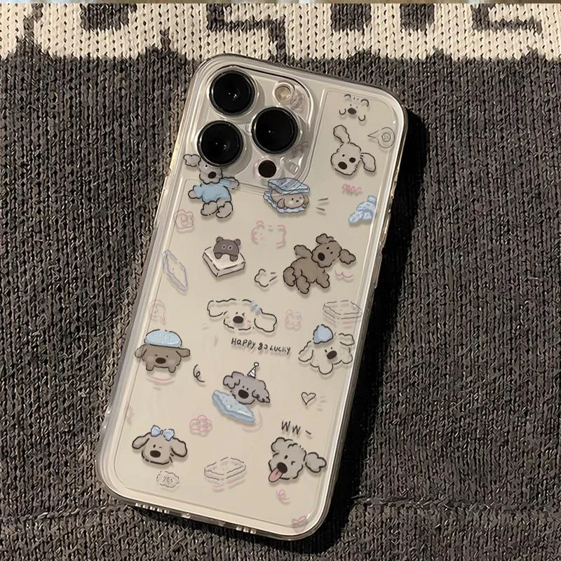 Мультяшный полноэкранный прозрачный чехол с изображением собаки для Samsung A73 A72 A71