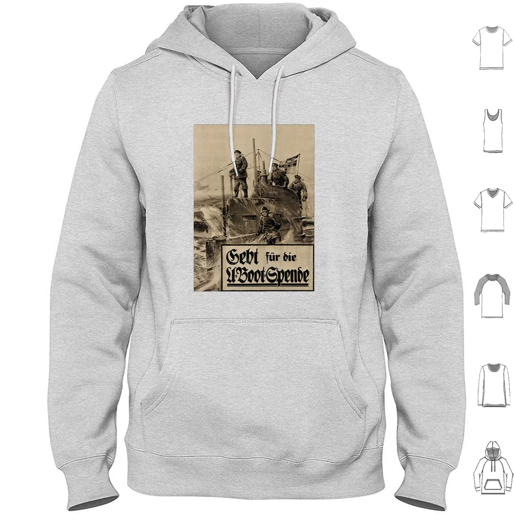 Wwi Bond Drive Give For Our Hoodies Long Sleeve Unterseeboot U Boot Boat Kriegsmarine German Vintage Germany