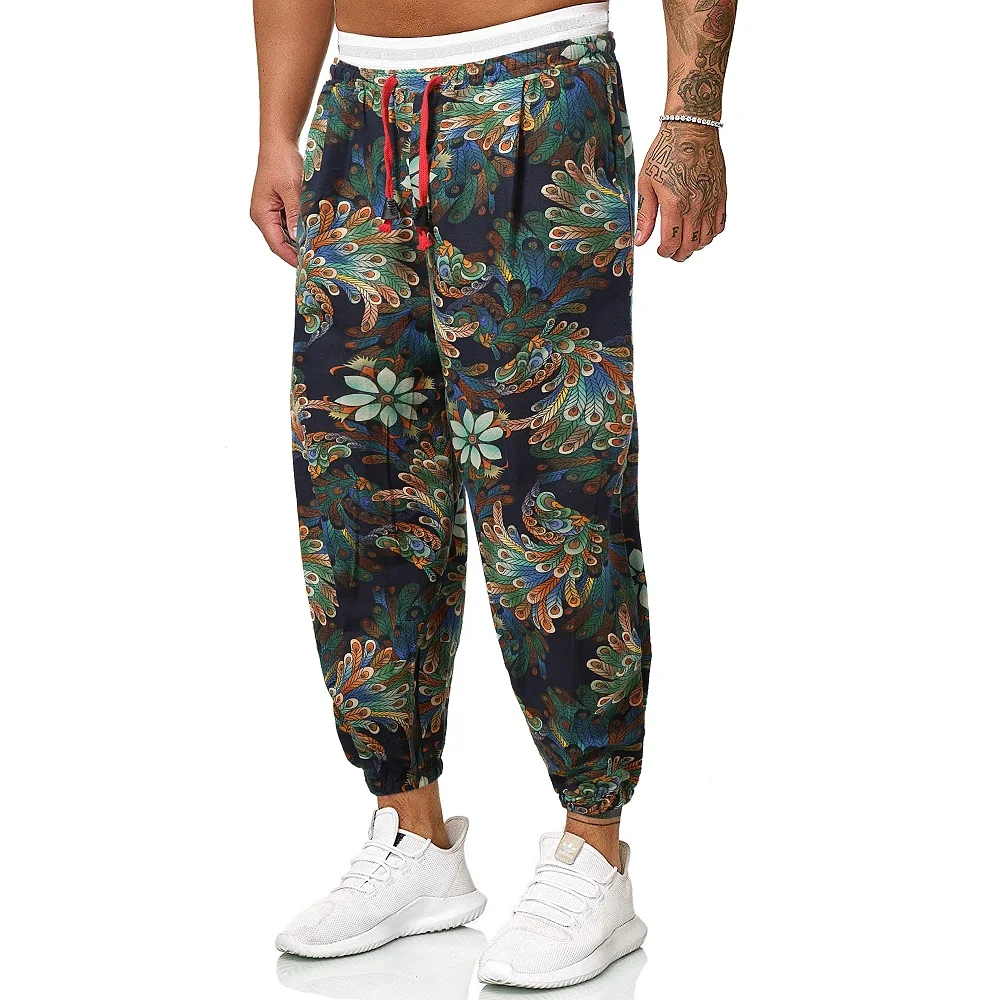 

Printing Linen Pants Cotton New Nine-point Men's Popular Pencil American Bloomers European Fashion Pants Harem And