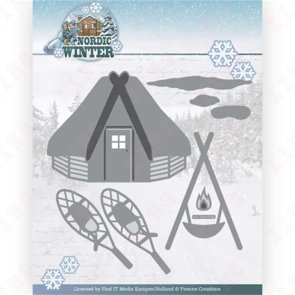 

New 2023 Diy Handmade Craft Greeting Card Metal Cutting Dies Scrapbook Diary Decoration Embossing Templates Nordic Shelter Molds