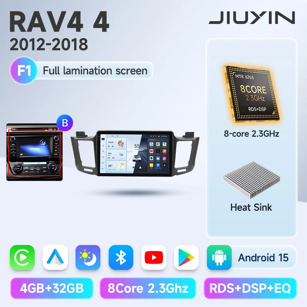 

JIUYIN AI Voice Wireless CarPlay Android Auto Радио для Toyota RAV4 RAV 4 2012-2018 4G Автомобильный мультимедийный GPS 2din авторадио