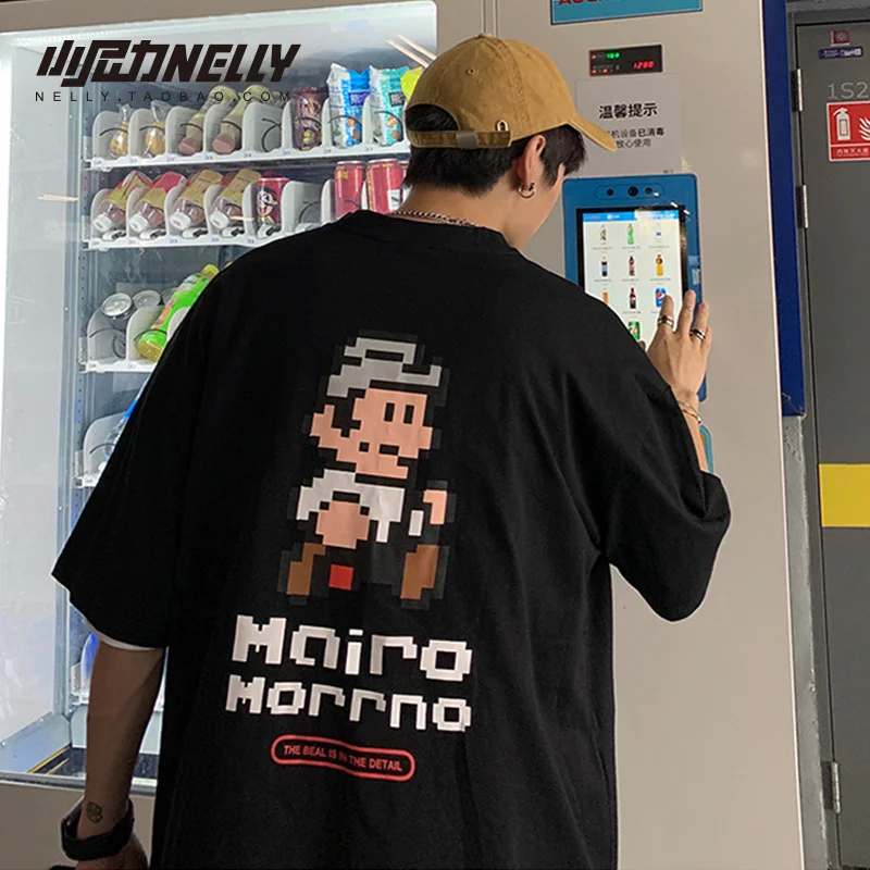 

Футболка Nelly с коротким рукавом для мужчин и женщин, модная брендовая свободная одежда в стиле хип-хоп для полных мужчин, модная одежда для л...