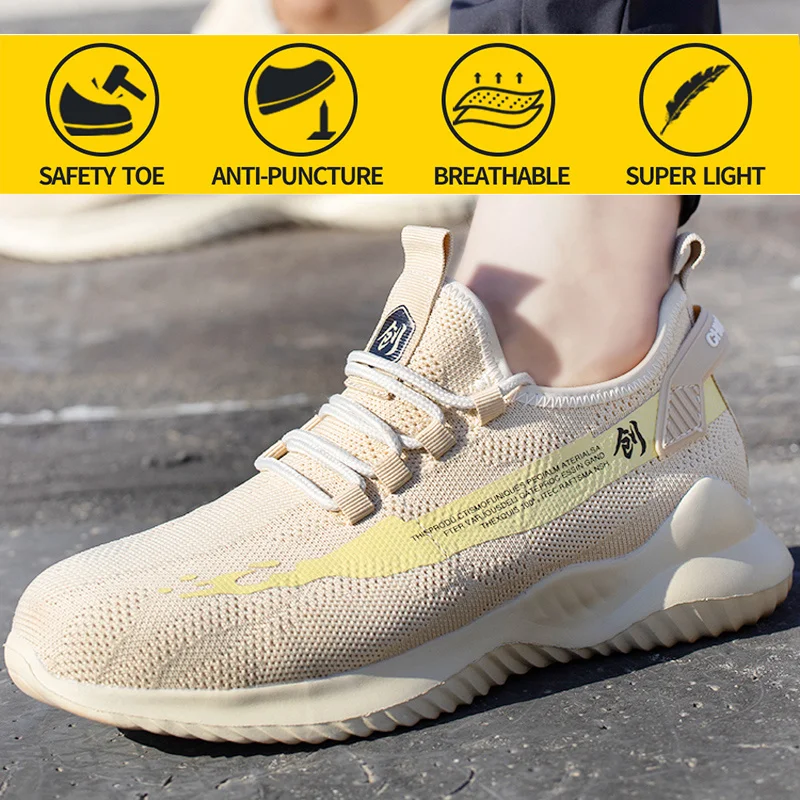 

Safety Shoes Men Steel Toe Work Boots Women Anti-Smashing Anti-Puncture Comfort Breathable Construction Indestructible Sneakers