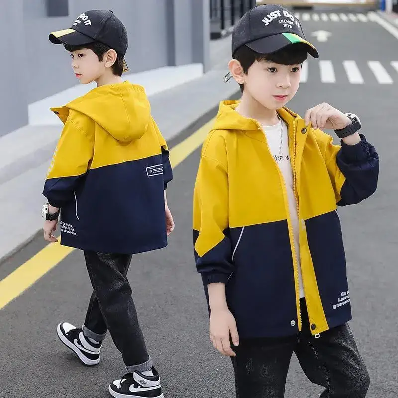 

Boys Autumn Winter Jackets New Trendy Tops Children Hooded Windbreaker Fall Clothes for Kids 2 To 12 Years Old Outerwear Teenage