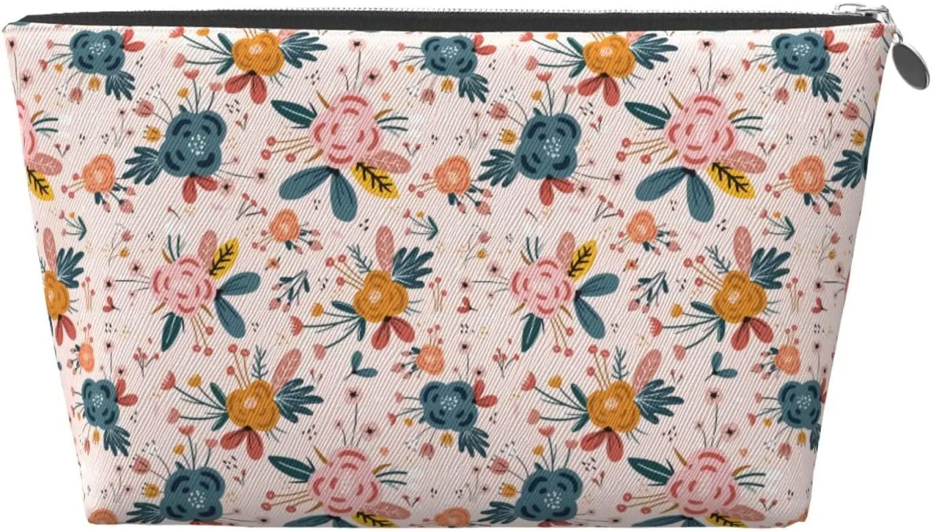 Женская косметичка с цветочным принтом и розой дорожный размер туалетные