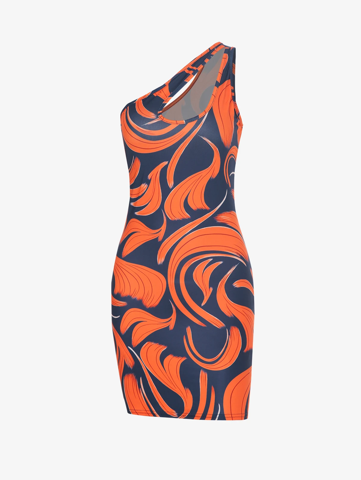 

ZAFUL Printed Cut Out One Shoulder Mini Dress