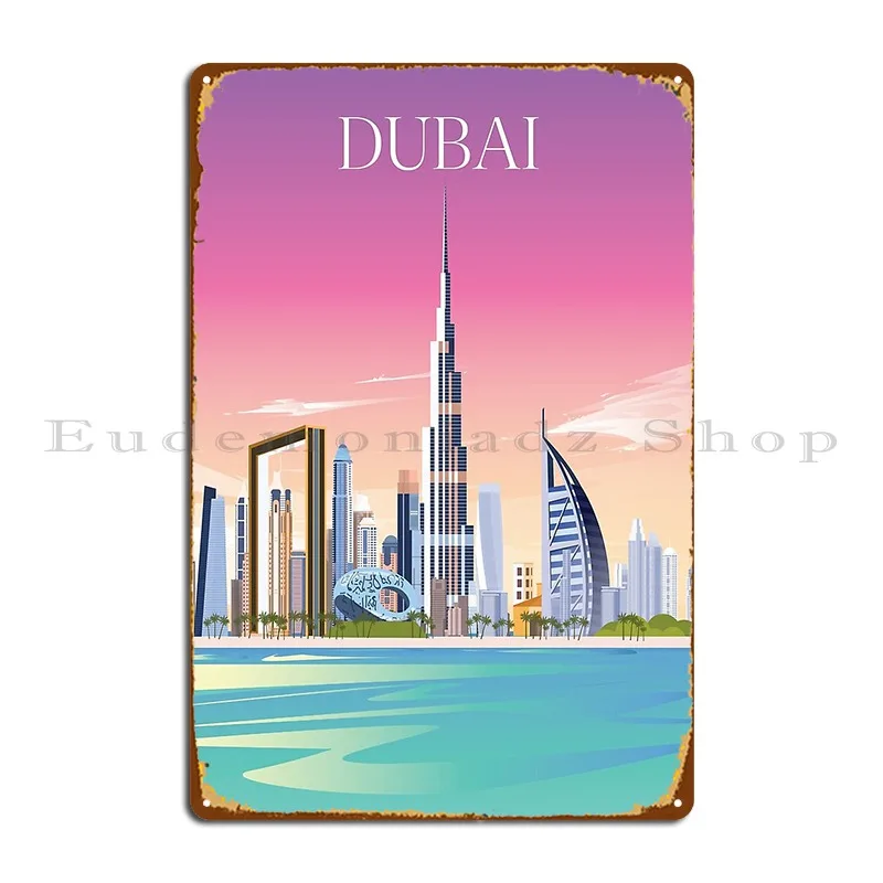 Постер для путешествий из Дубая Burj Khalifa металлический постер с табличкой