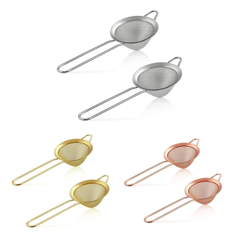 

2-Piece Set Of Stainless Steel Tea Strainer With Long Handle Small Cone-Shaped Mesh Strainer