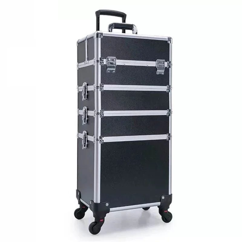 

Large Capacity Multi Layer Trolley Cosmetic Case Nails Makeup Toolbox Detachable Foldable Beauty Suitcase