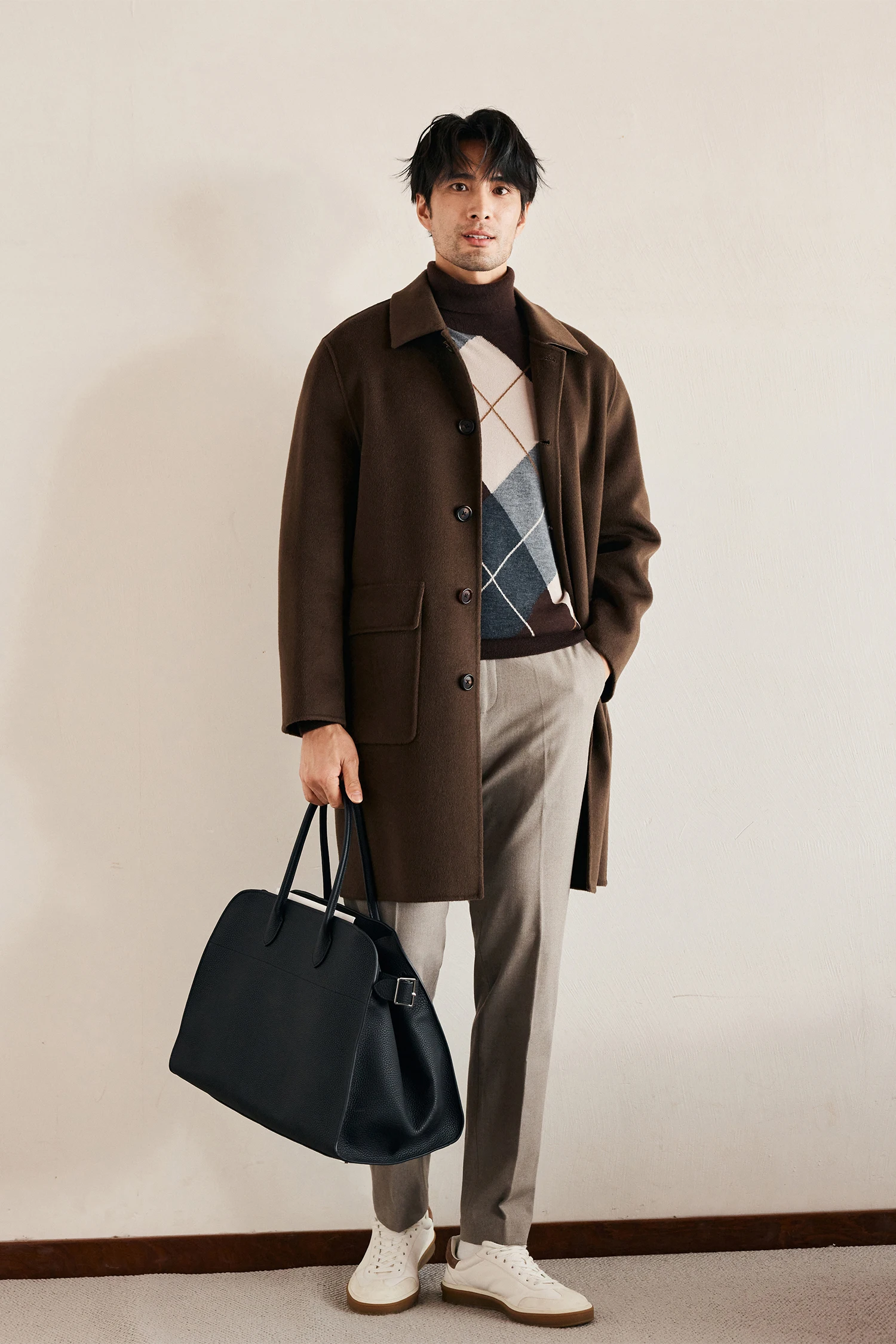 Milan Elite Gentleman массивное двустороннее шерстяное пальто средней длины с лацканами