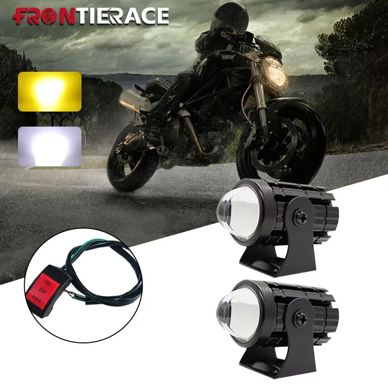 

NEW2023 Cheap LED Motorcycle Light Mini Dual Color Led Spotlights Projector Lens Headlight Moped Working Fog Lamp Bike Super Bri