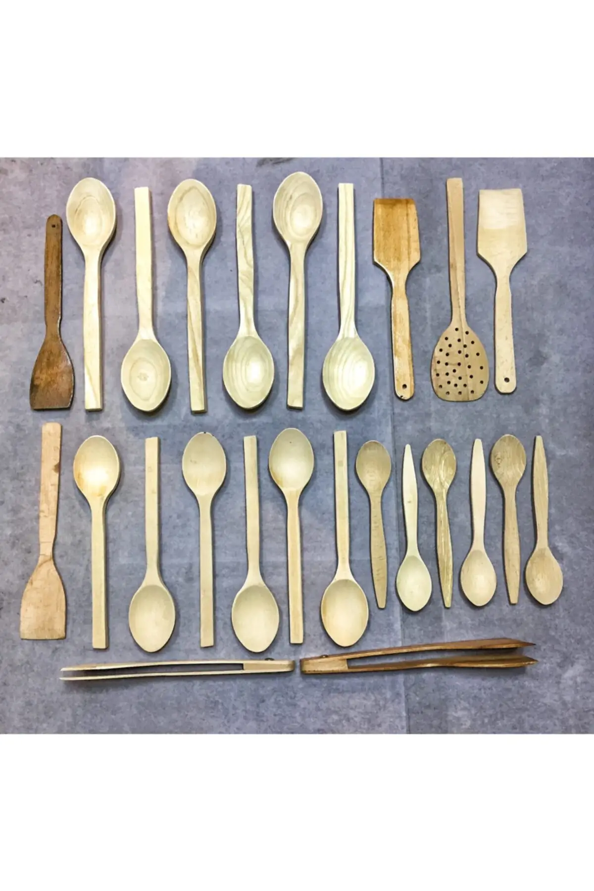 

Ложка, шпатель и щипцы, деревянная доска, 25 шт.
