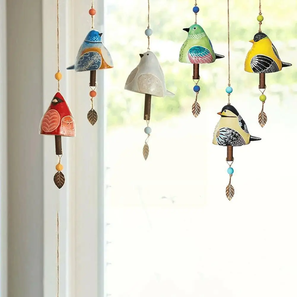 

Hand Painted Hanging Bird Bell Wind Chimes Resin Cardinals Patio Pendant Hangings Decor Outdoor Chime Garden Wind Bird W5Y6