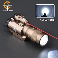 wadsn x400v x400 surefir weapon light constant momentary strobe output with red laser pistol flashlight led accessories rail