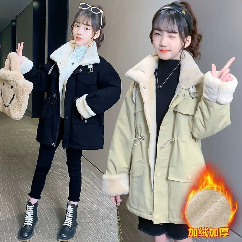 

winter kids girl clothes Coat Kids Cotton Padded New Child Warm Jacket Plush Thickened Pie To Overcome The Warmth Wave Parkas