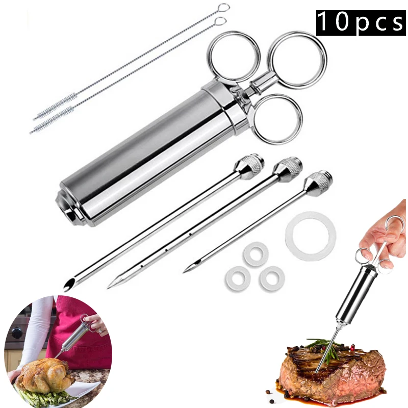 

Stainless Steel Meat Marinade Injector Grill 2oz Marinade Seasoning Injection for Turkey Meat Seasoning Injectora Cooking Tool