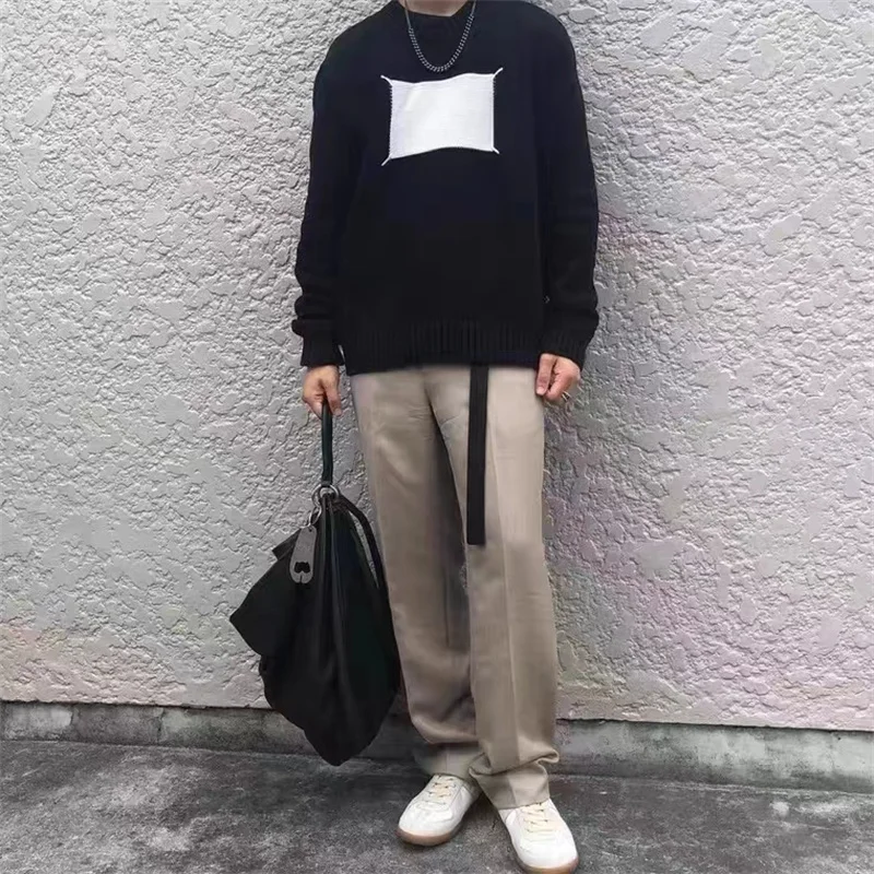 

Зимние шерстяные свитеры MM6 с круглым вырезом, повседневные мужские и женские свитеры