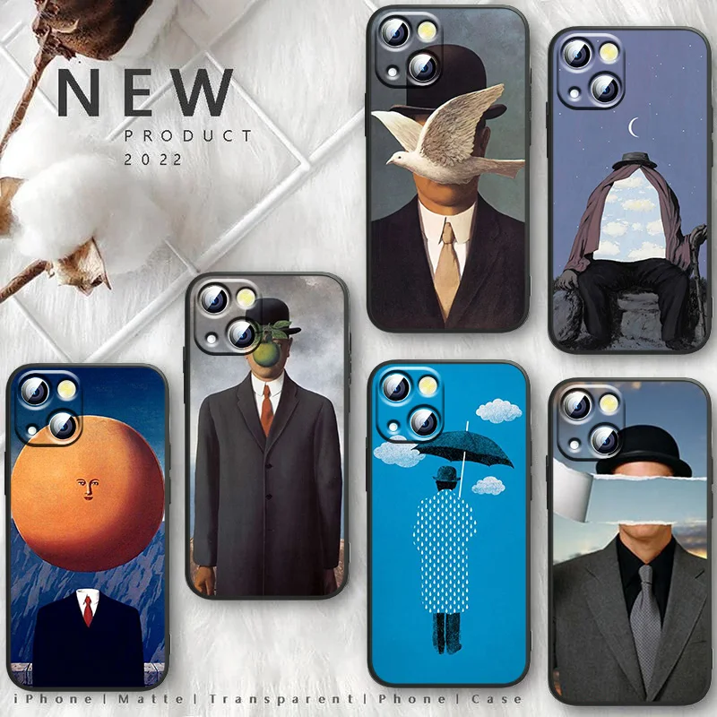 Роскошный черный силиконовый мягкий чехол для телефона Rene Magritte для Apple iPhone 11 12 13 Max Mini 7 8 X XR XS Pro Plus